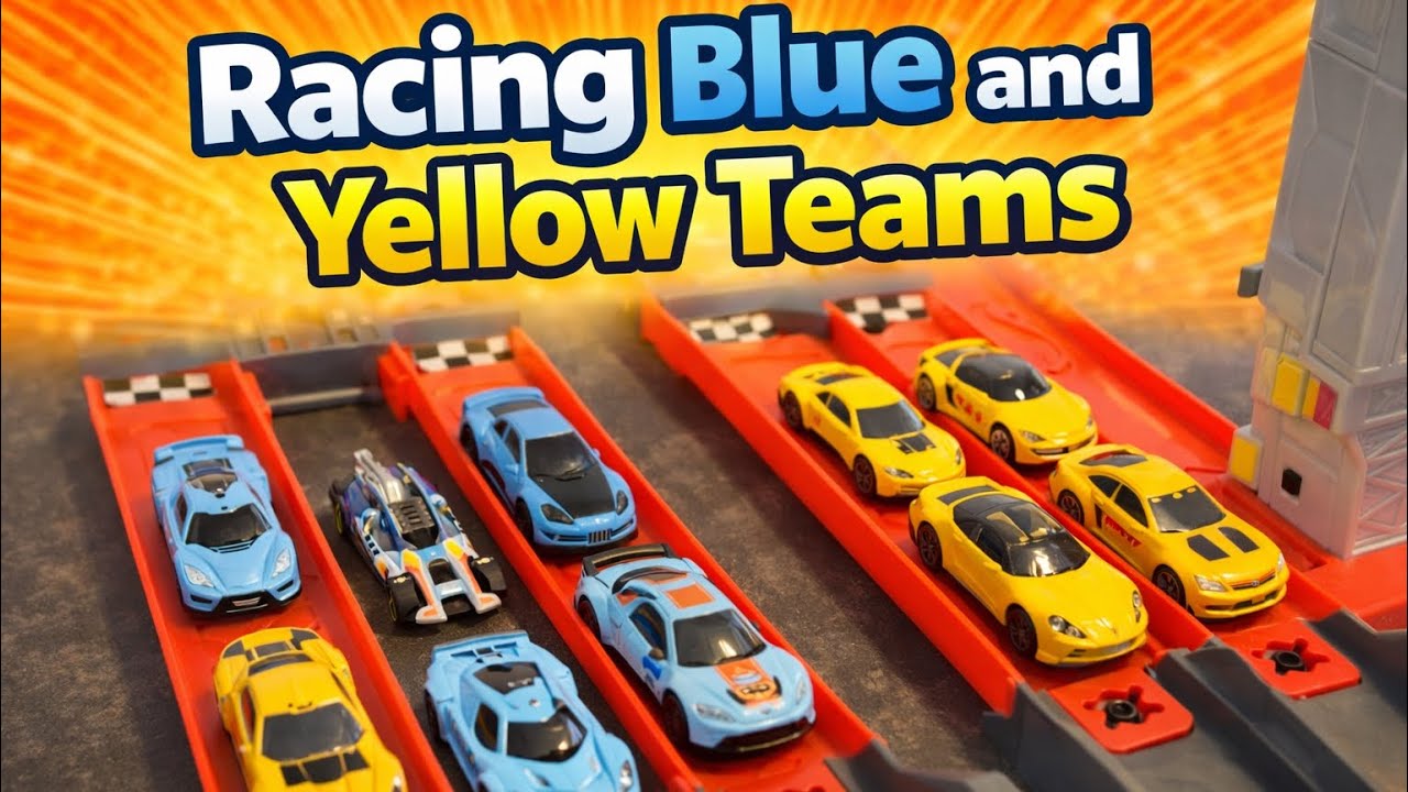 Blue vs Yellow Toy Cars Racing for Kids