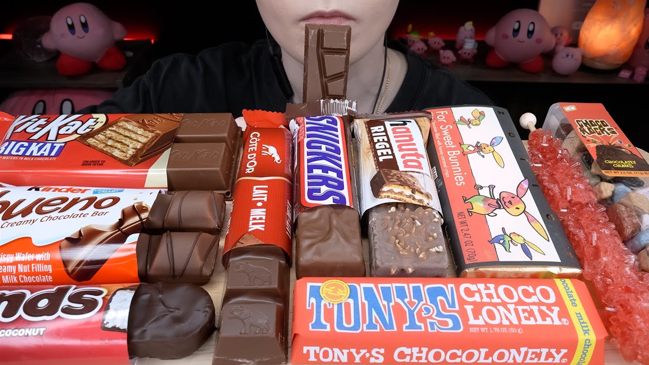 ASMR Chocolate Candy Bars *Ferrero, Snickers, Edible Rocks, Rock Candy, Kinder Bueno, BigKat 먹방
