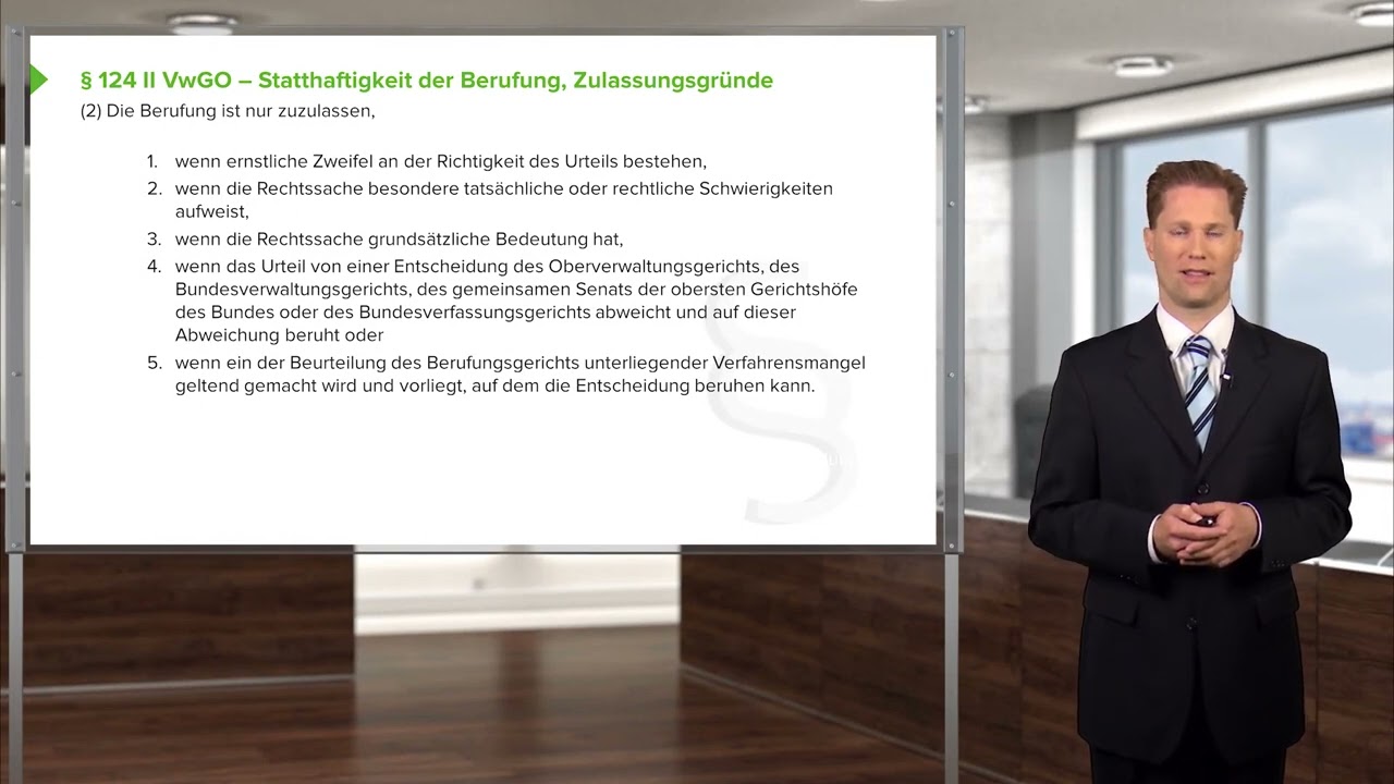 Verwaltungsprozessrecht I Rechtsmittel: Die Berufung (§§ 124 ff. VwGO) I RA Kai Renken