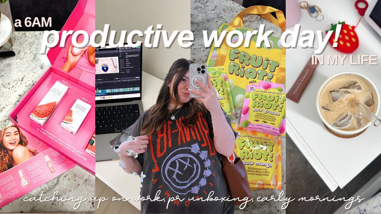 PRODUCTIVE *6am* day in my life ☕️ morning routine, catching up on work, coffee shop, pr unboxing!
