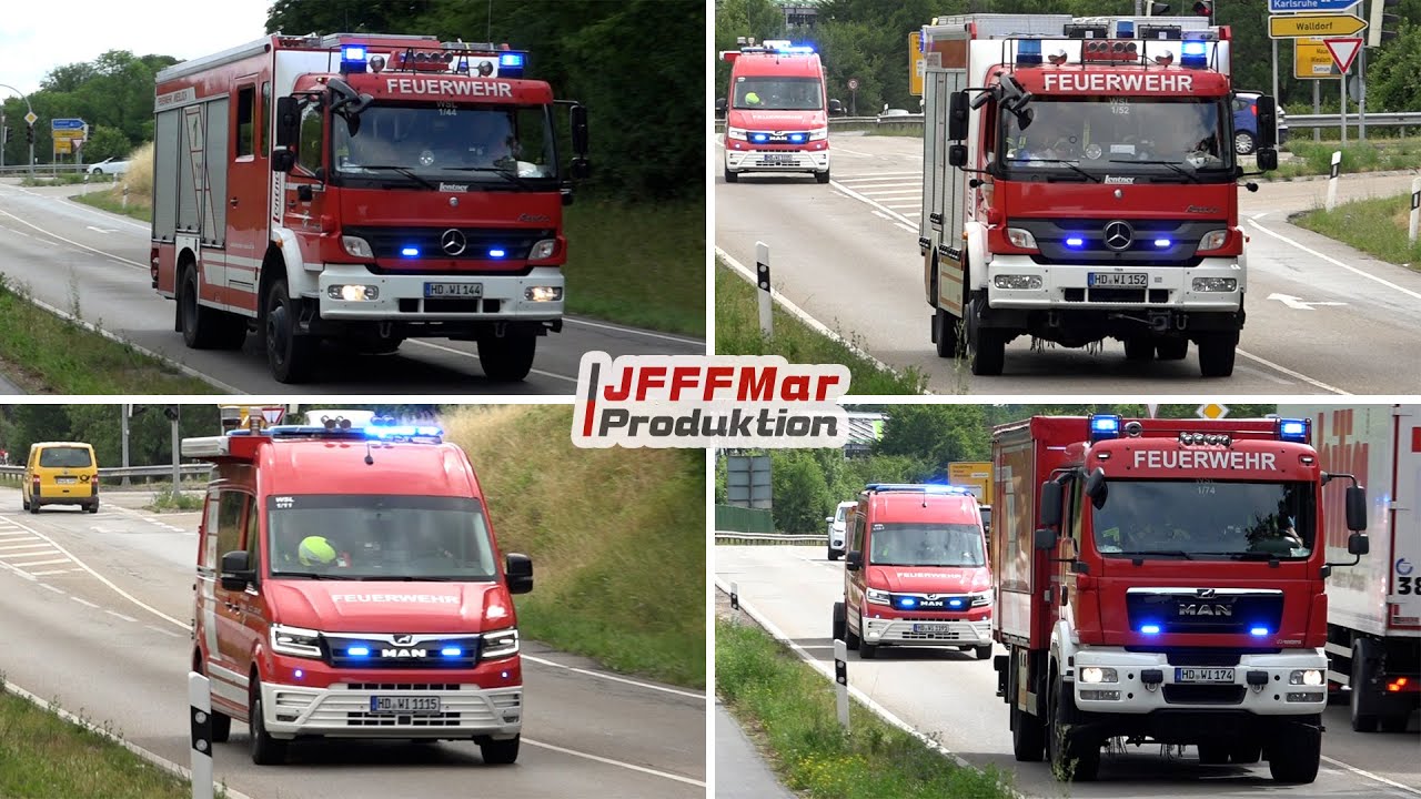 Rüstzug mit neuem ELW 1 + GW-T + MTW mit EL/VA FF Wiesloch Abt. Stadt
