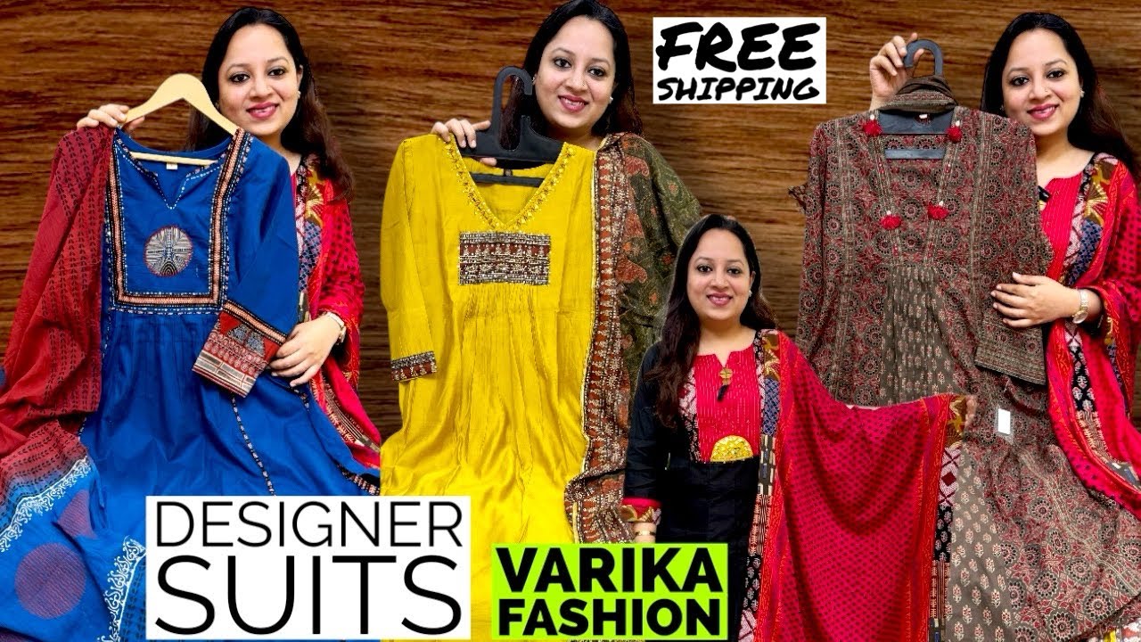 Varika Fashion Brings You Stunning Designer Cotton Suits With Gamthi, Ajrak Prints Party Wear Suits.