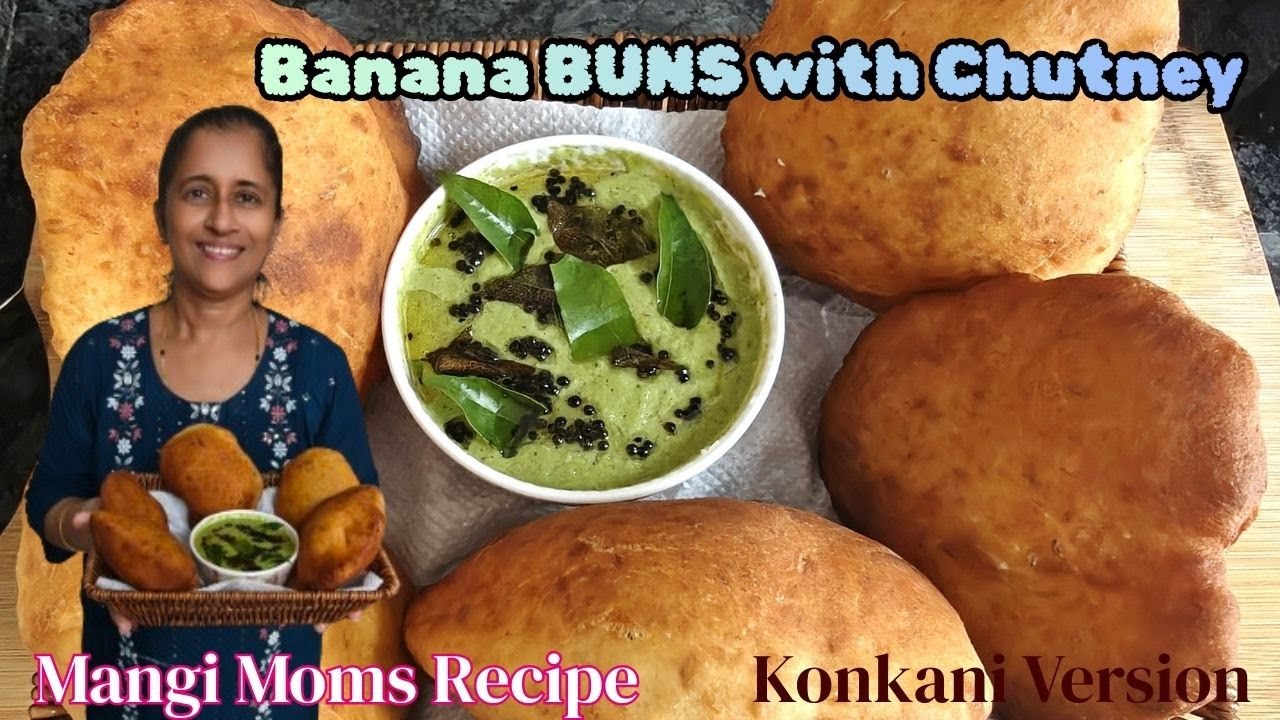 Soft Banana 🍌 Buns Recipe | Fluffy, Sweet & Easy Homemade Bread | Green Chutney | Konkani Version