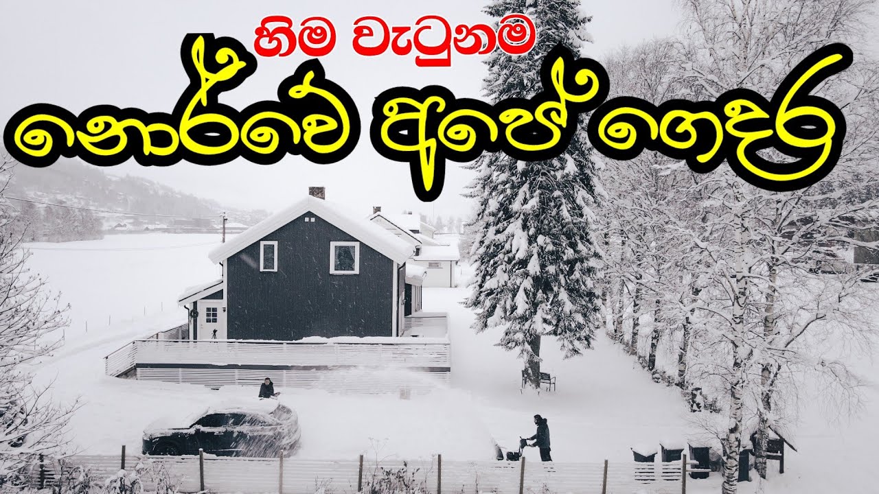 හිම වැටුනම නෝර්වේ  අපේ ගෙදර, first snowfall in Norway 2022, winter life in Norway