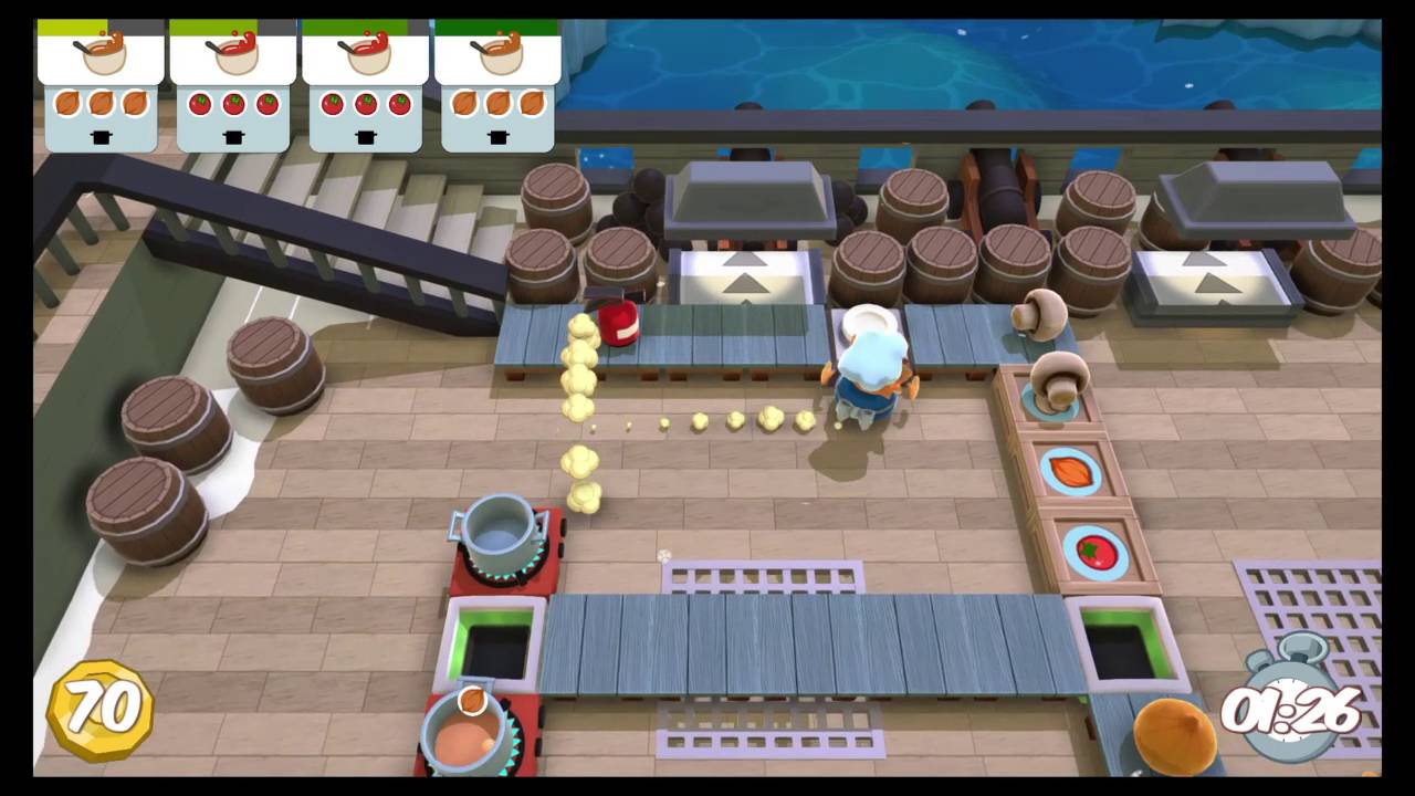 Overcooked, level 3-2, singleplayer, 3 stars