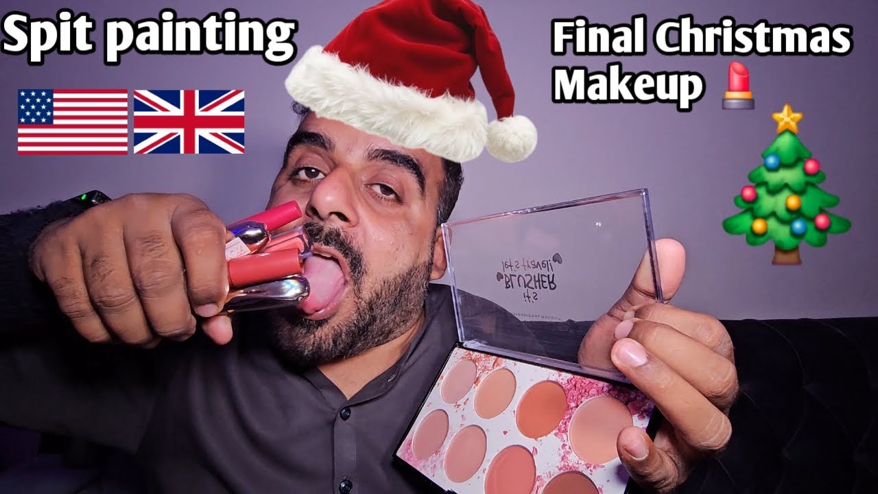 ASMR - Spit painting Your Final Christmas 🎄 Makeup 💄 (Slow Mouthsounds and satisfying Tingles)