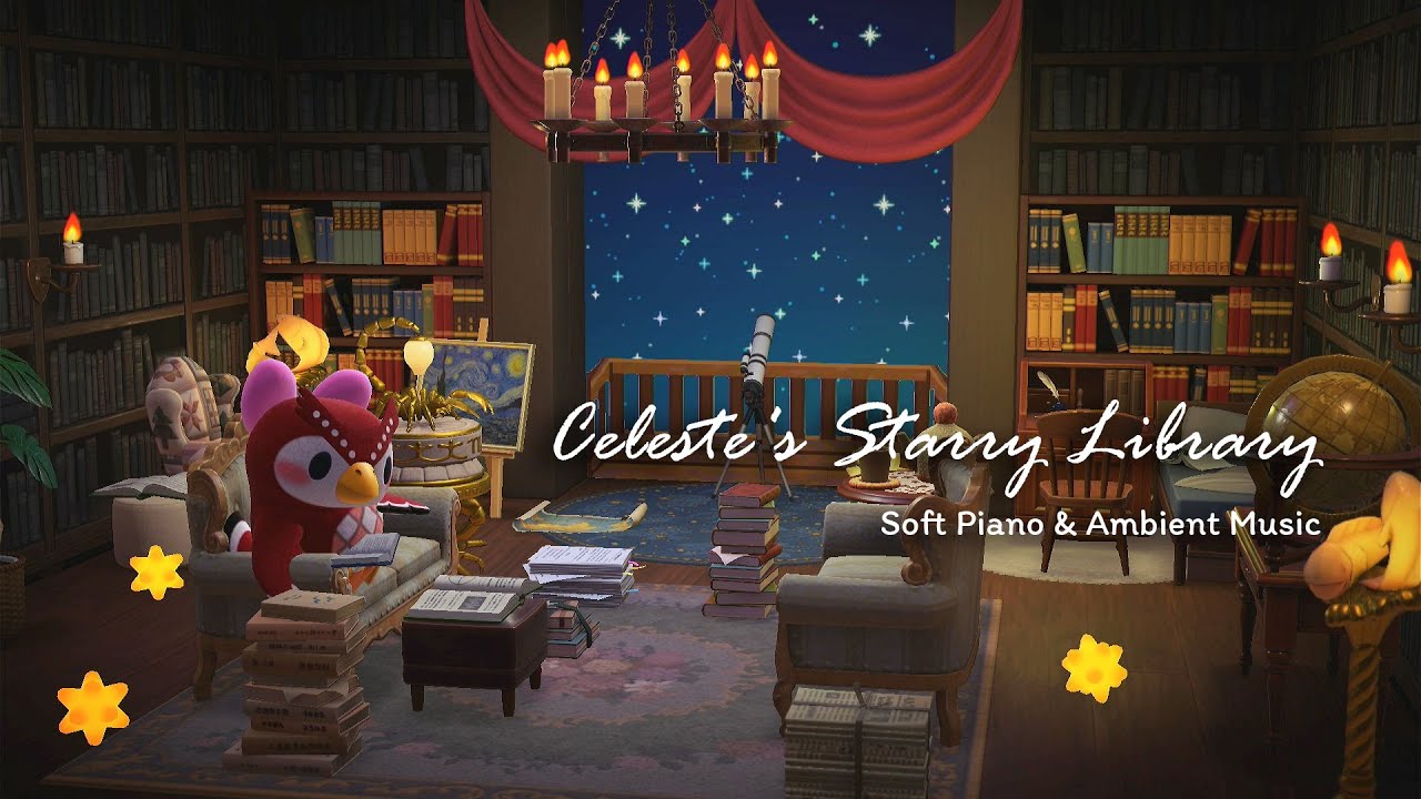 📚Celeste’s Starry Library ✨ Soft Piano & Ambient Music | Animal Crossing Night Ambience
