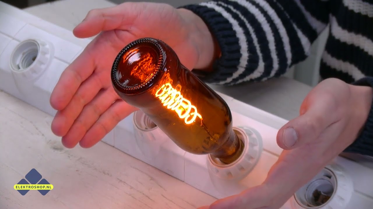 LED lamp in een bierflesje in een bruine kleur met mooie spiraal filament - Elektroshop.nl