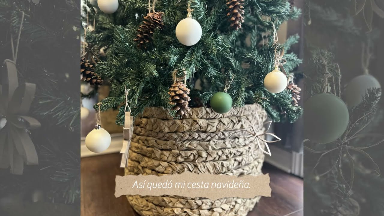 Cesta navideña hecha a mano con efecto trenzado | DIY fácil y económico