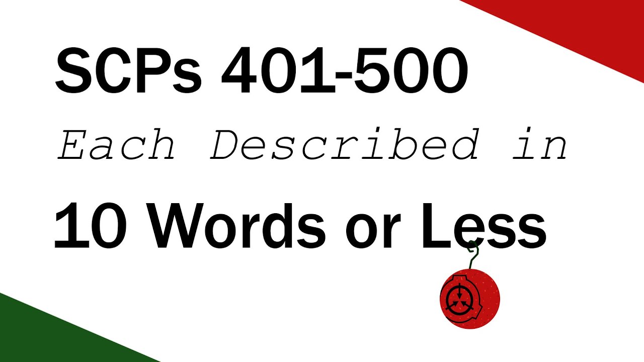 SCP-объекты 401-500. Описание каждого из них не более чем в 10 словах.