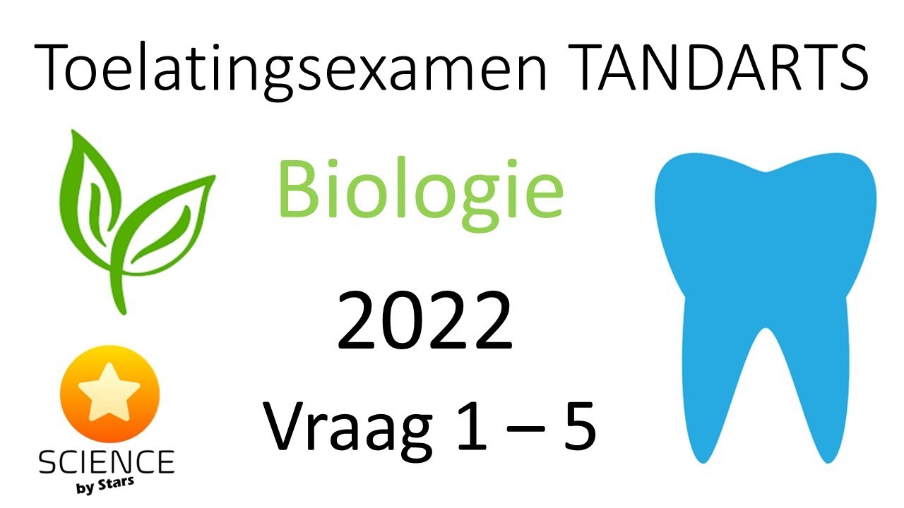 Toelatingsexamen Tandarts Biologie 2022 Vraag 1, 2, 3, 4 en 5