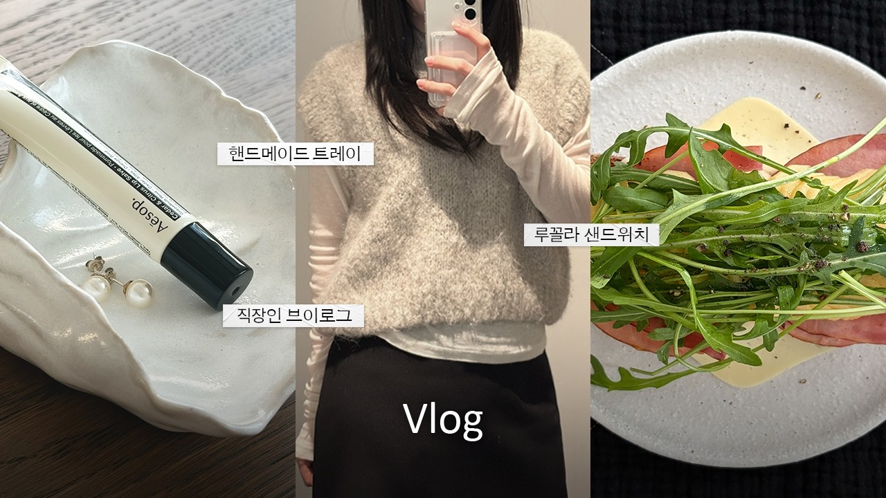 Vlog 직장인 브이로그ㅣ코스ㅣ아르켓ㅣ봄 신상🌸 입어만 볼게요ㅣ핸드메이드 트레이ㅣ과메기 먹방ㅣ사과 루꼴라 샌드위치 만들기