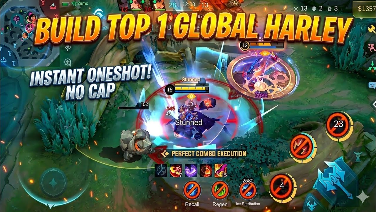 One Shot Gameplay !! Build Top 1 Global Harley ~ MLBB