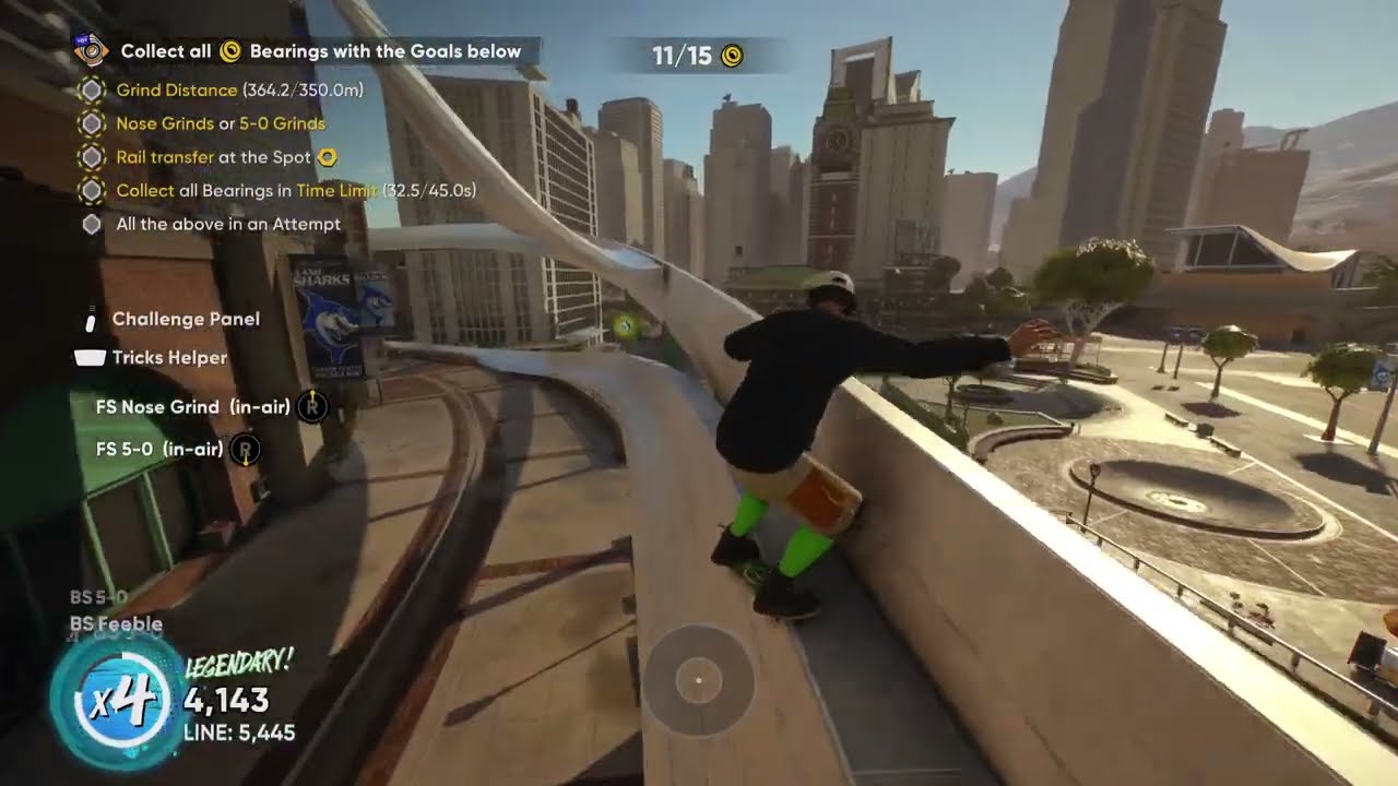 Nosebleed Grind &mdash; Skate 4 Guide (Rail transfer at the Spot, Collect all Bearings in Time Limit, S2)