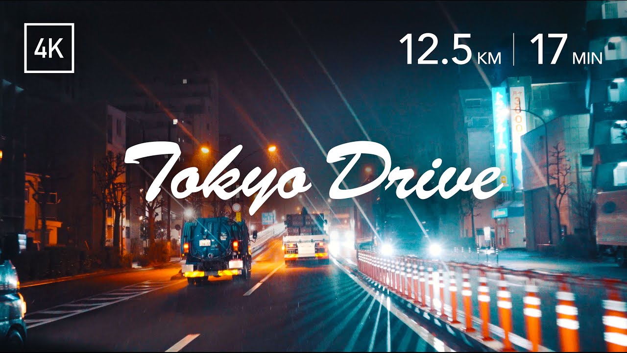 TOKYO NIGHT DRIVE | 東京夜景ドライブ [4K/BGM無し] みぞれが降る深夜の環七通り  ＜新桜台〜高円寺〜大原〜上馬＞Night view of Tokyo in sleet