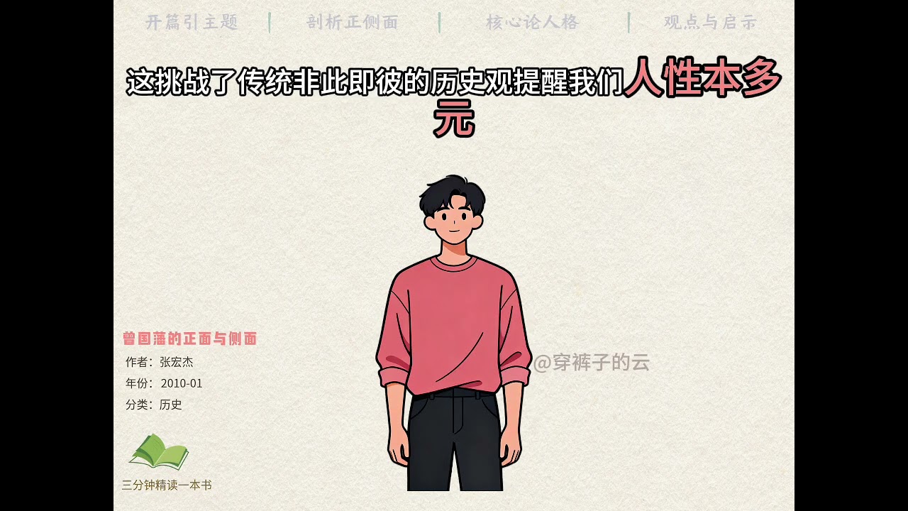 三分钟精读一本书 今天分享的是曾国藩的正面与侧面