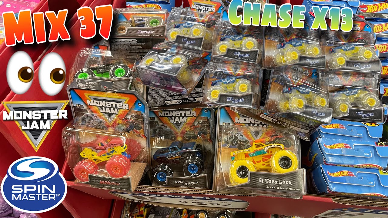 Finding Spin Master Monster Jam Mix 37 At WALMART! 13 Blue Thunder Chases FOUND!? INSTORE & Review!