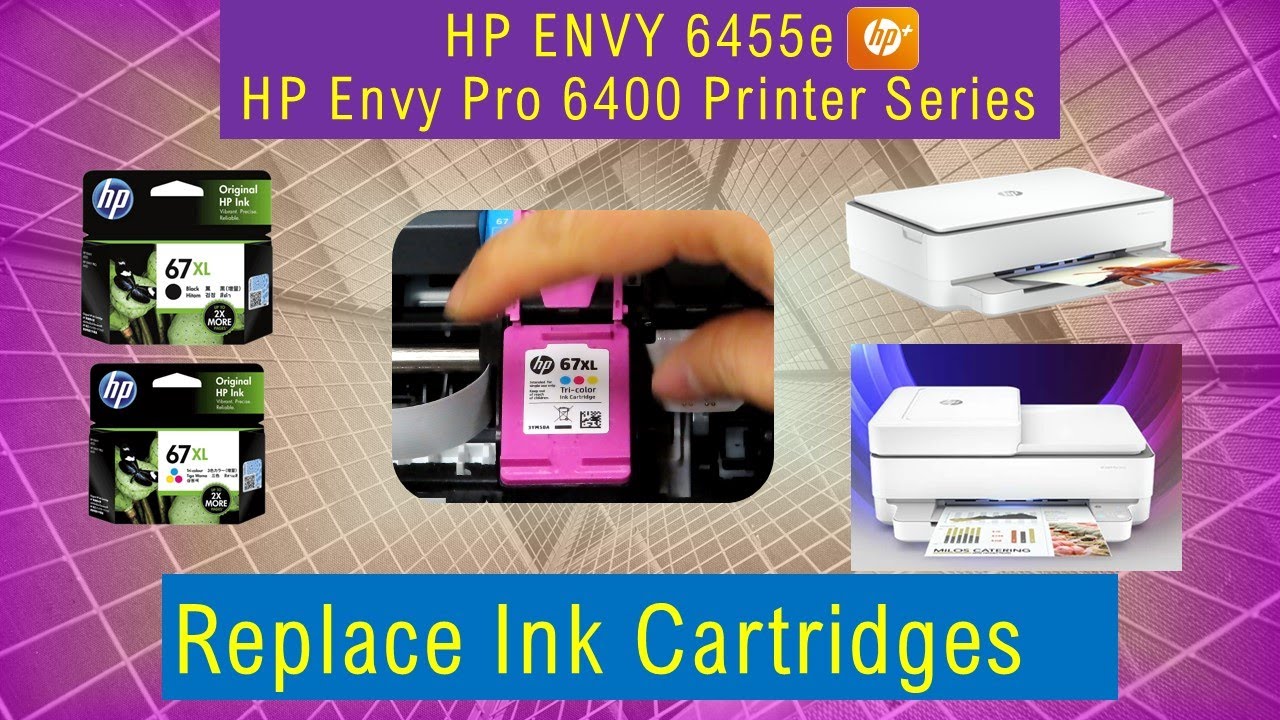 HP Envy 6055 | HP Envy 6055e | HP Envy Pro 6455 | HP Envy 6455e Замена картриджей
