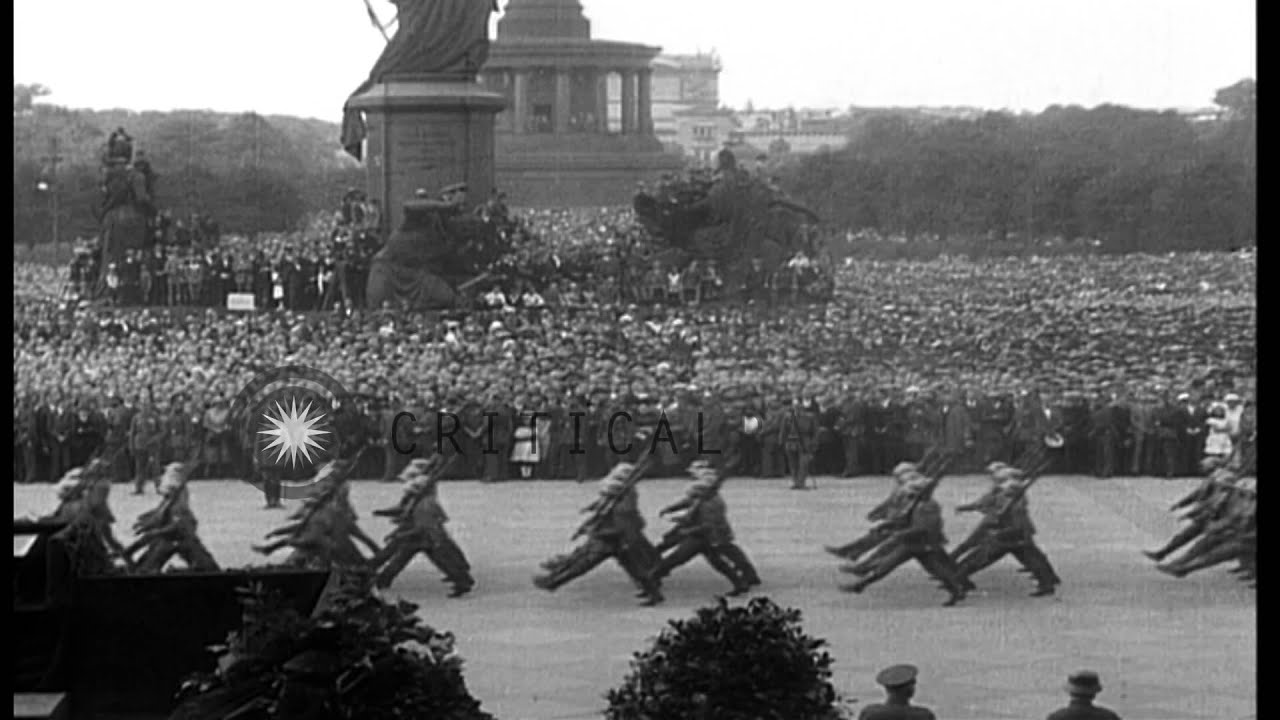 President Friedrich Ebert delivers a speech at a military pageant in Berlin, Germ...HD Stock Footage
