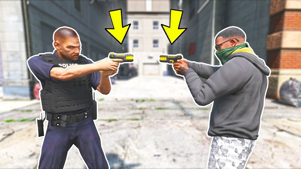 Перестрелка с полицией с использованием электрошокера!! (Моды для GTA 5 - Геймплей с уклонением)