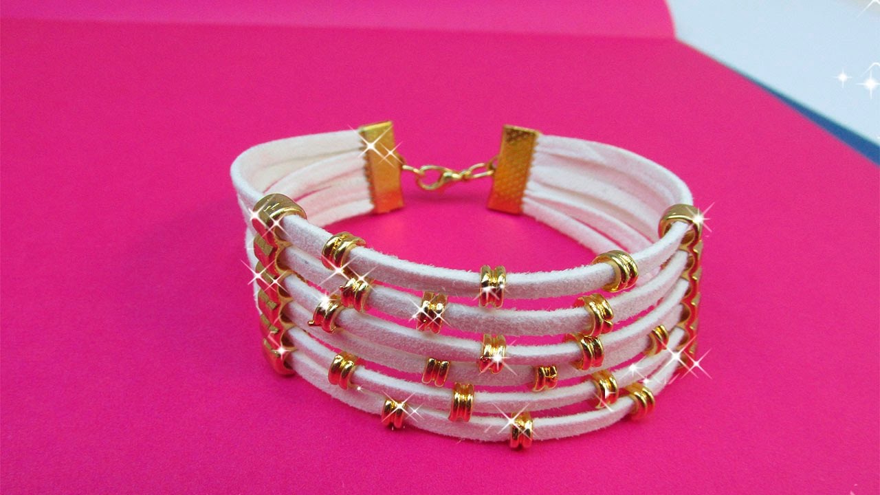 PULSERA BLANCA DE HILO DE CUERO FACIL