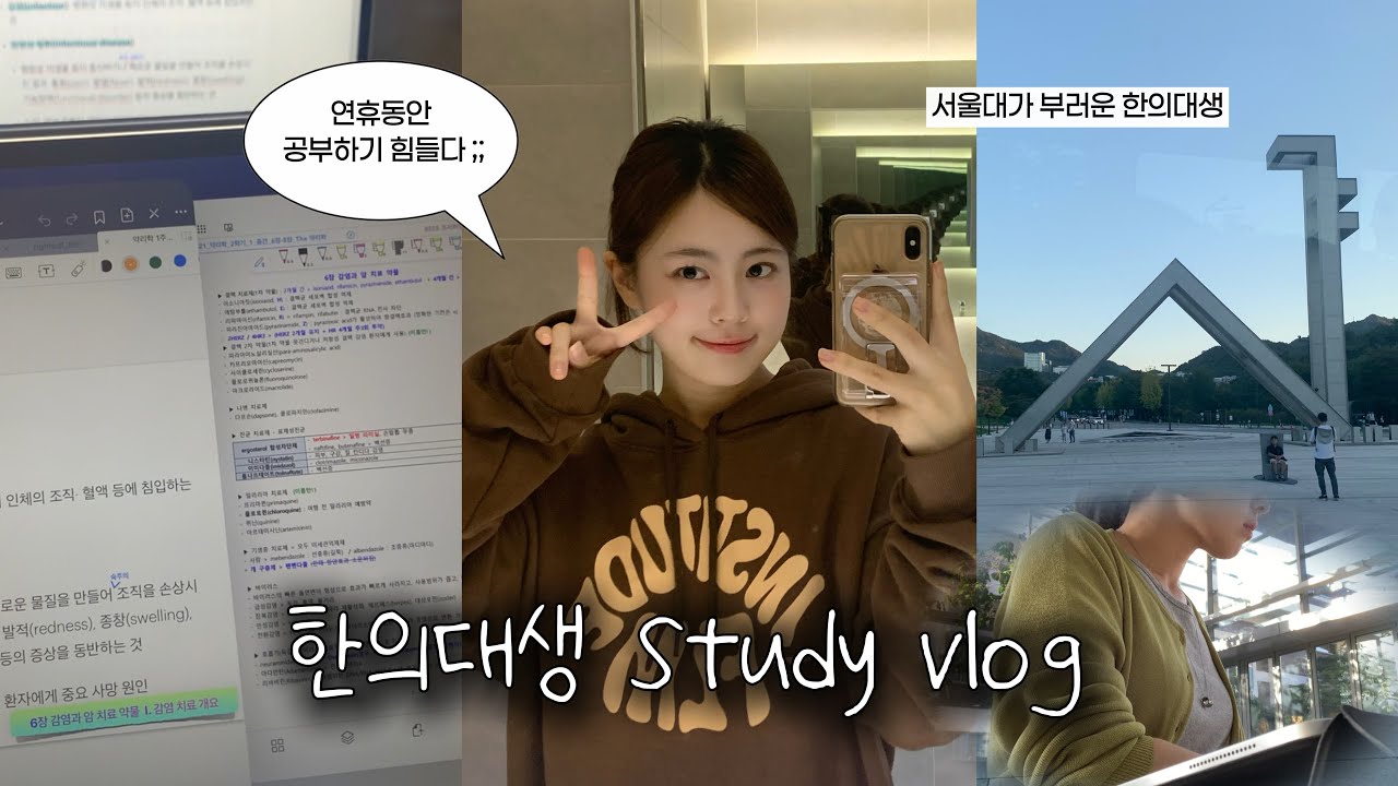 (vlog) 한의대생 시험공부와 함께한 연휴 | 엄마.. 전 서울대 가고 싶어요🥲