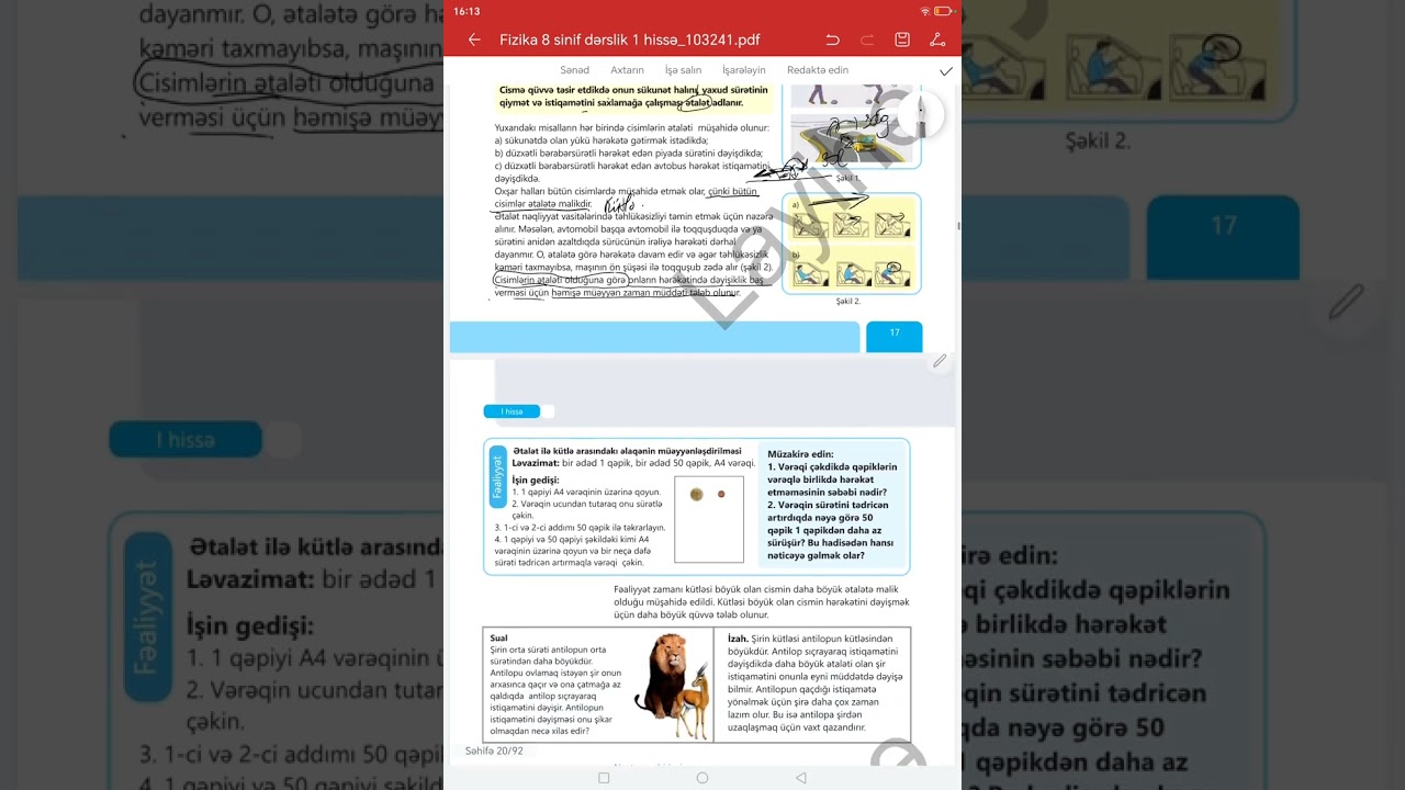 Fizika 8. Dərs 3. Nyutonun 1 ci qanunu