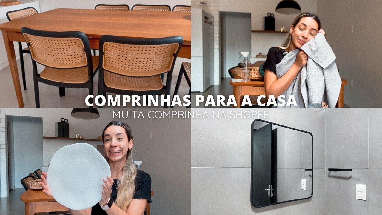 ENXOVAL DE CASA NA SHOPEE- melhor toalha, espelho minimalista,itens de mesa posta, organização