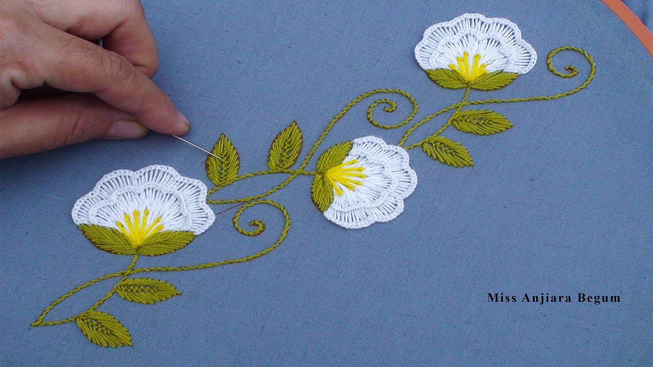 Most attractive hand embroidery designs by Miss Anjiara Begum