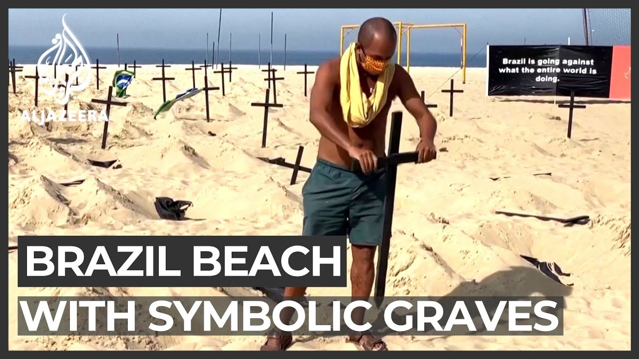 COVID-19 in Brazil: Copacabana beach filled with symbolic graves
