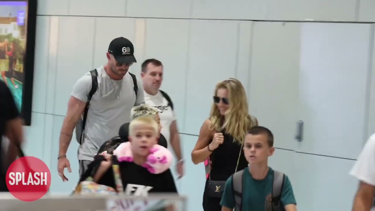 Chris Hemsworth And Elsa Pataky Arrive In Sydney With Their Children