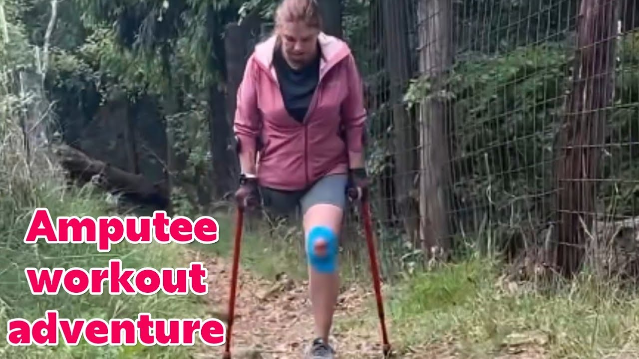 Amputee adaptive crutches user adventure workout routine