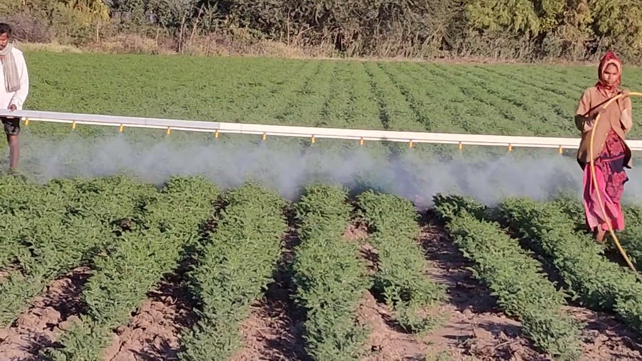 home made sprayer pump 22 ft boom with sp nozzle spray on green gram #agriculture #fule vikram