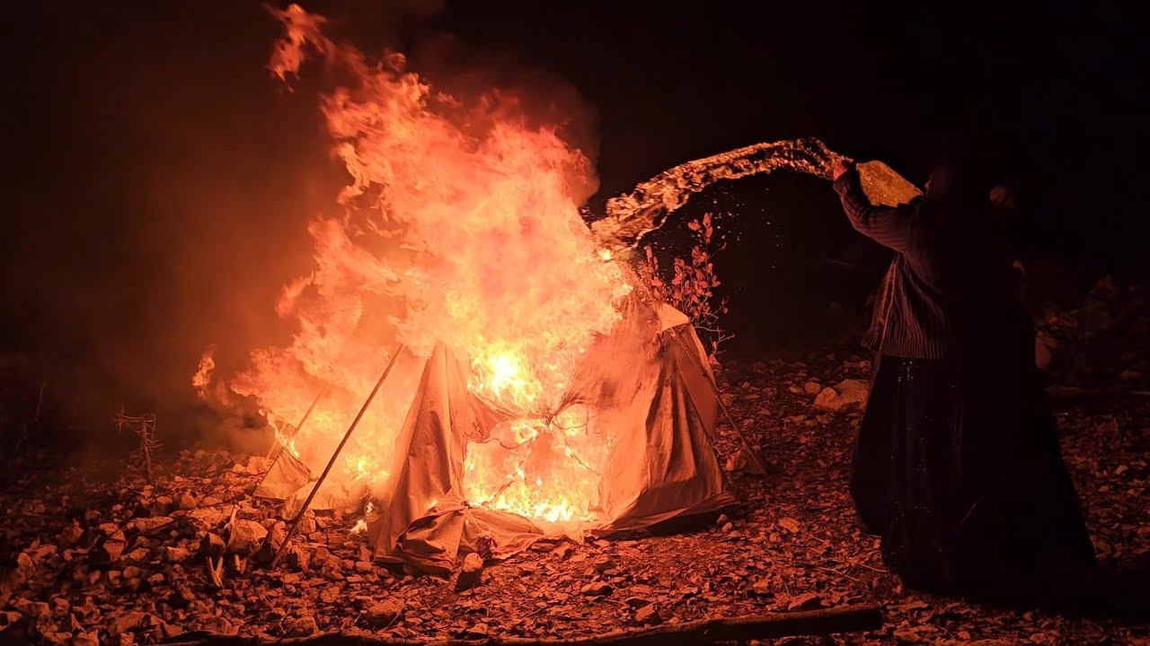 Disaster in nomadic life | Storm and fire left nomads homeless in winter 💔🌨️