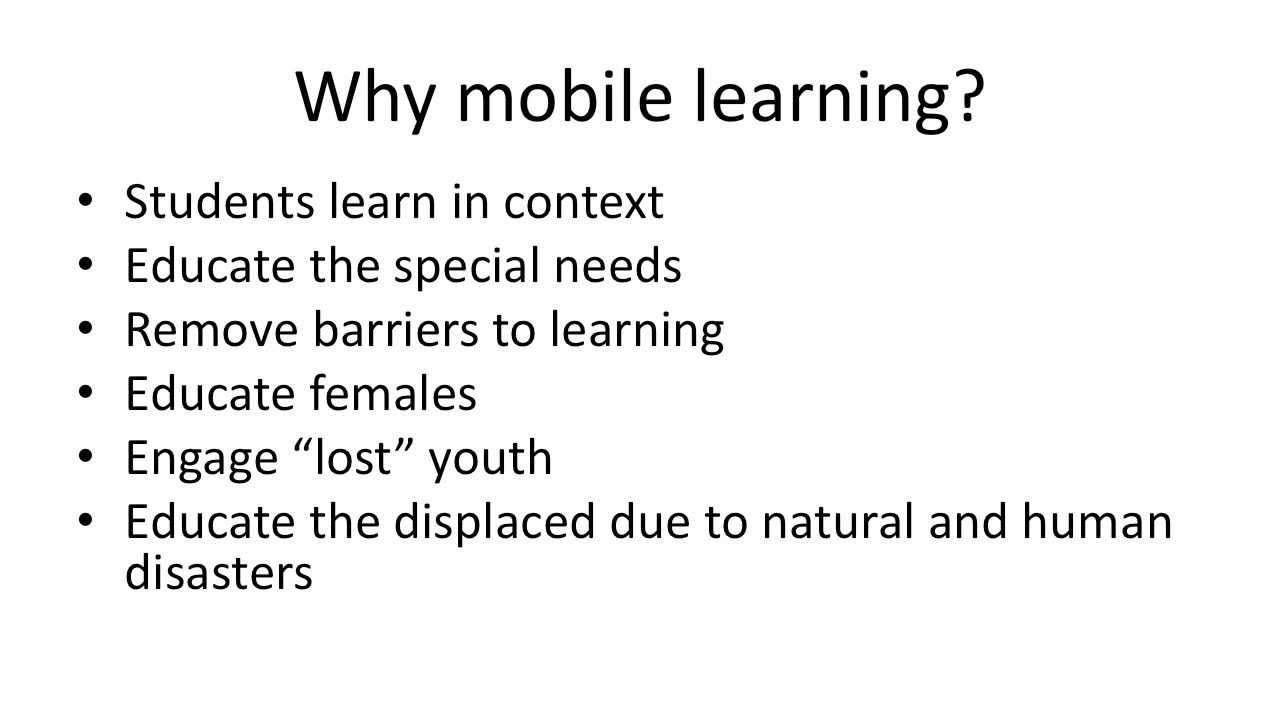 Benefits of Mobile Learning