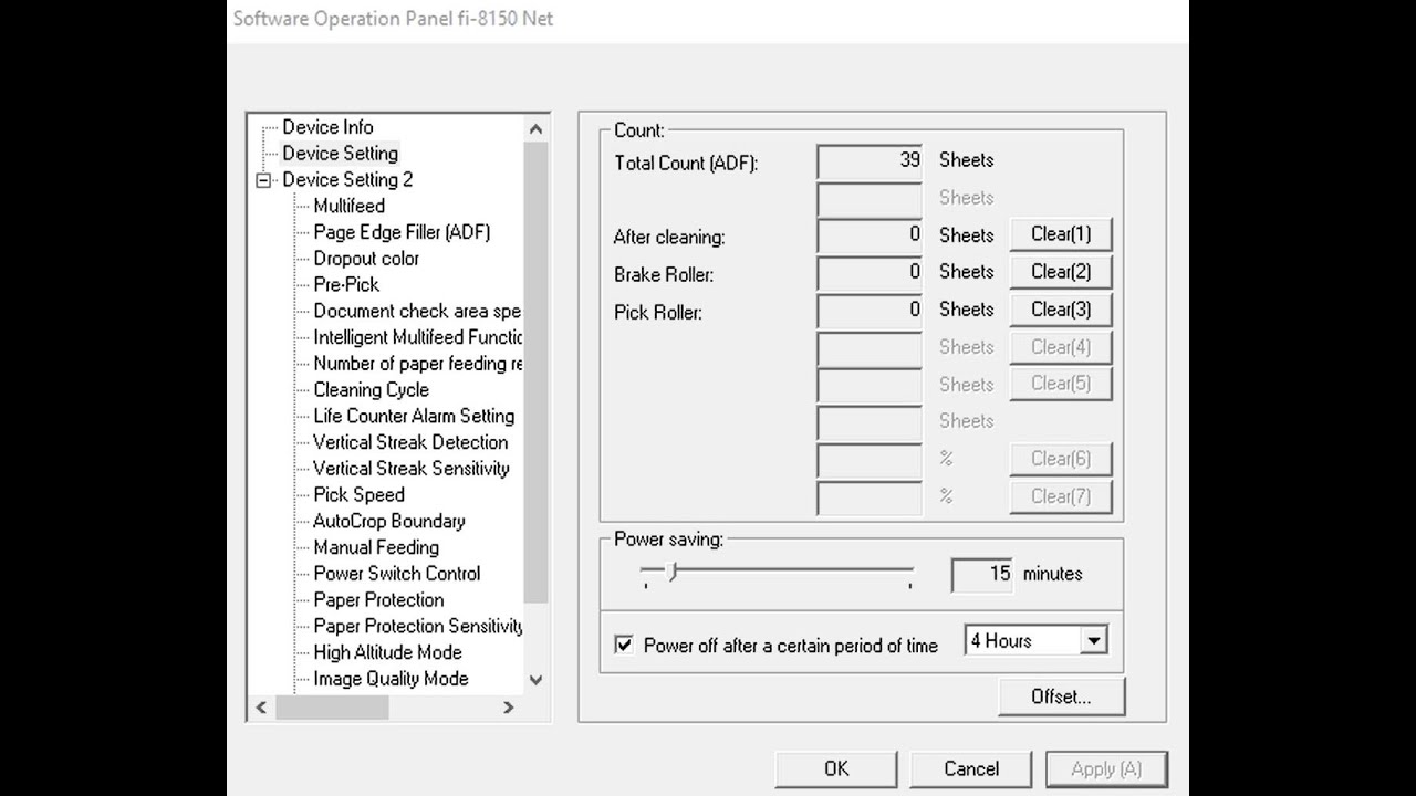 A guide on how to reset a counter in a FUJITSU scanner