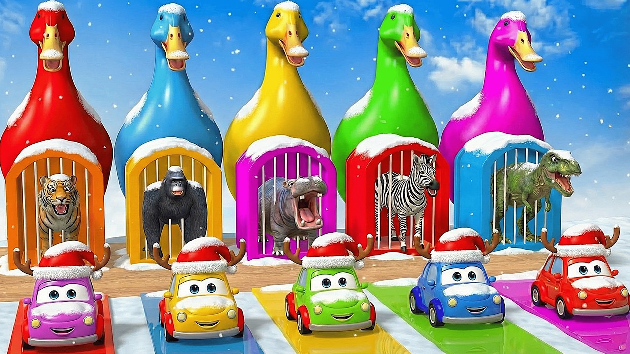 Long Slide Game with Cow Elephant Gorilla Hippopotamus Tiger 3d Animal Game Funny 3d Animals