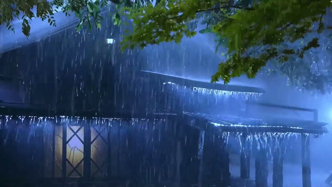 Bruits de forte pluie pour un sommeil profond - Pluie, orage, tonnerre
