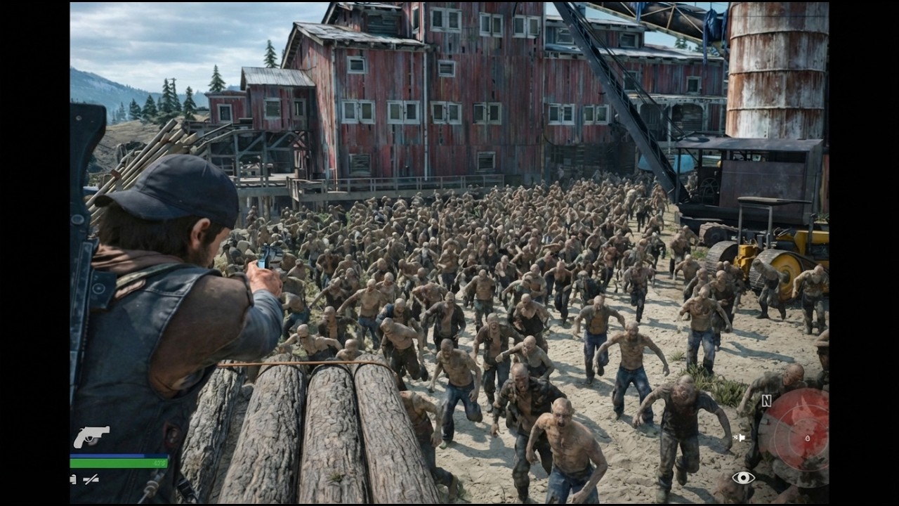 Я ДУМАЛ ОНИ МЕНЯ ПОРВУТ😱 Орда на старой лесопилке. 😬500 фриков. Days Gone