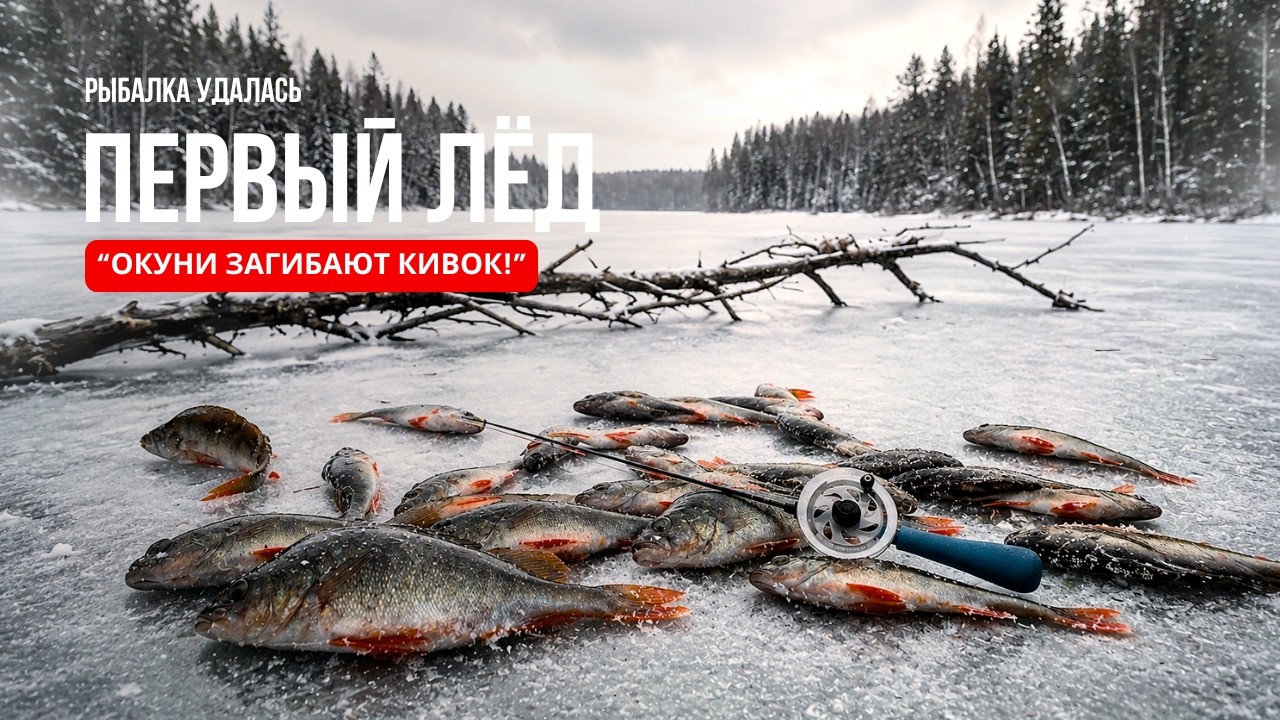 ЗДЕСЬ ОКУНИ ЗАГИБАЮТ КИВОК! ПЕРВЫЙ ЛЁД на лесном озере | Рыбалка на безмотылку