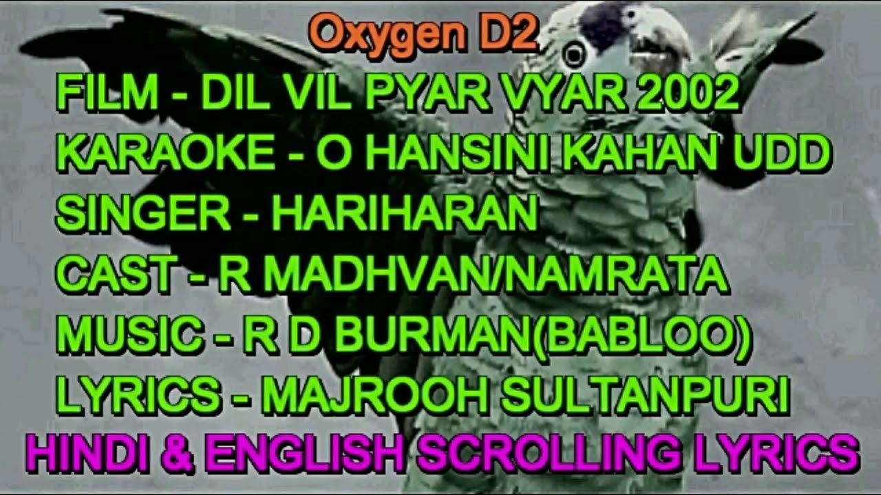 O Hansini Kahan Ud Chali Karaoke With Lyrics Scrolling Oxygen D2 Hariharan Dil Vil Pyar Vyar 2002