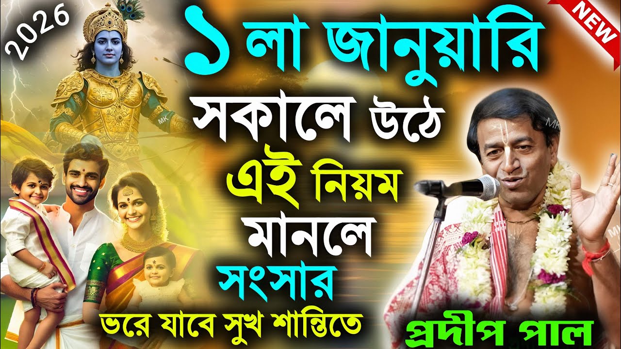 পহেলা জানুয়ারি সকালে উঠে এই নিয়ম মানলে সংসার ভরে উঠবে সুখ শান্তিতে ! pradip pal kirtan 2026