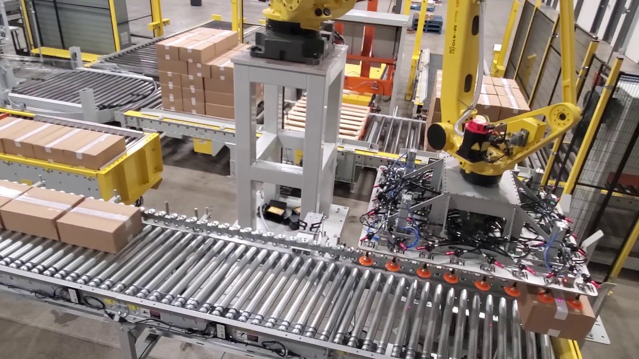Automated labeling and palletizing, courtesy of StrongPoint Automation