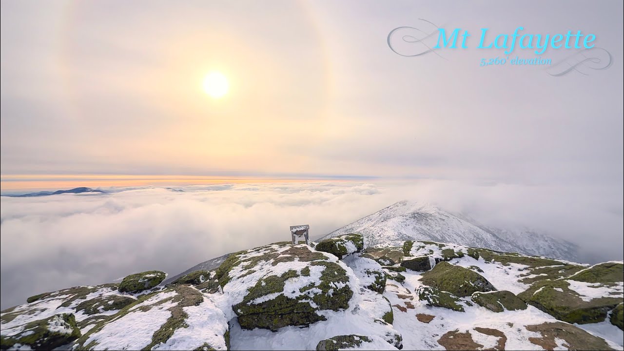 Winter Franconia Ridge-undercast and sun halos