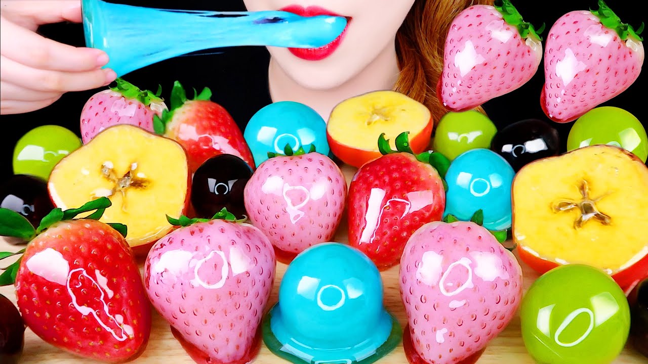 ASMR *RAINBOW TANGHULU* CANDIED FRUIT, SATR APPLE, PLANET GUMMY TAGNHULU EATING SOUNDS MUKBANG 탕후루먹방