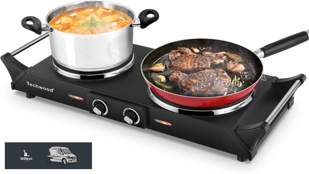 Techwood ES 3203 Hot Plate Electric Double Burner 1800W for Cooking with Adjustable