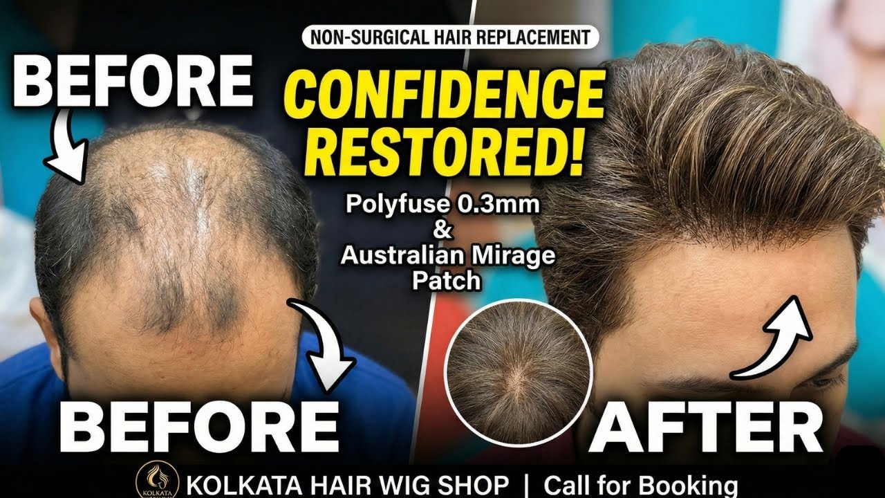 Australian Mirage to Polyfuse 0.3mm Celebrity Patch In Best Hair Patch Centre Kolkata Hair Wig Shop