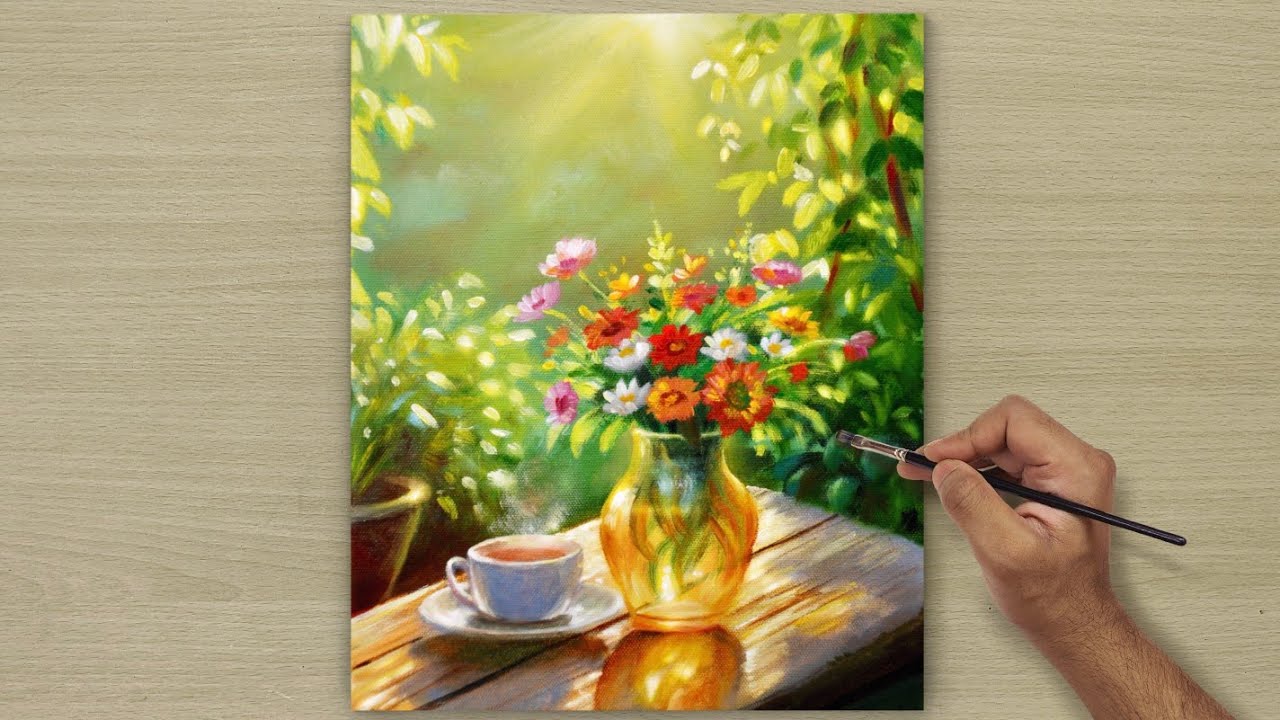 Painting a Beautiful Morning Scenary / Acrylic painting / Art paintings