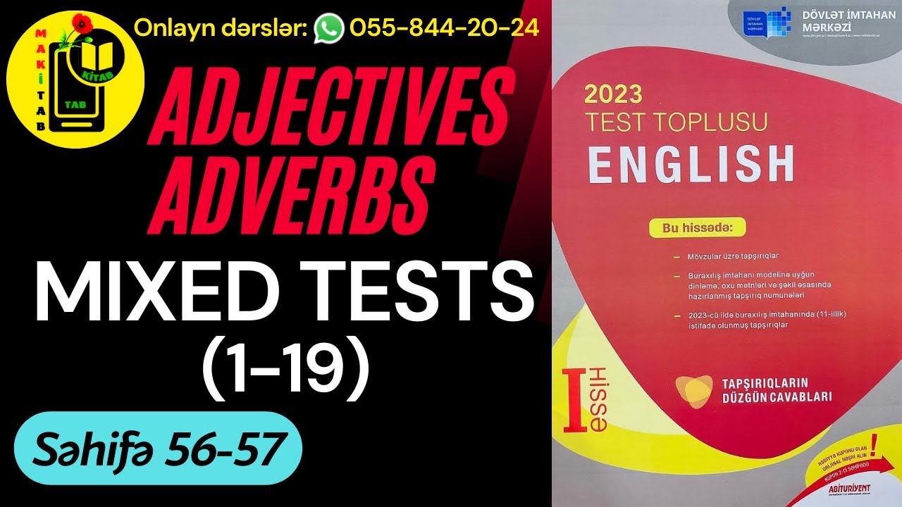 DİM YENİ TEST TOPLUSU 2023 İNGİLİS DİLİ | ADJECTIVES. ADVERBS | Mixed Tests 1-19 | Tam İzah