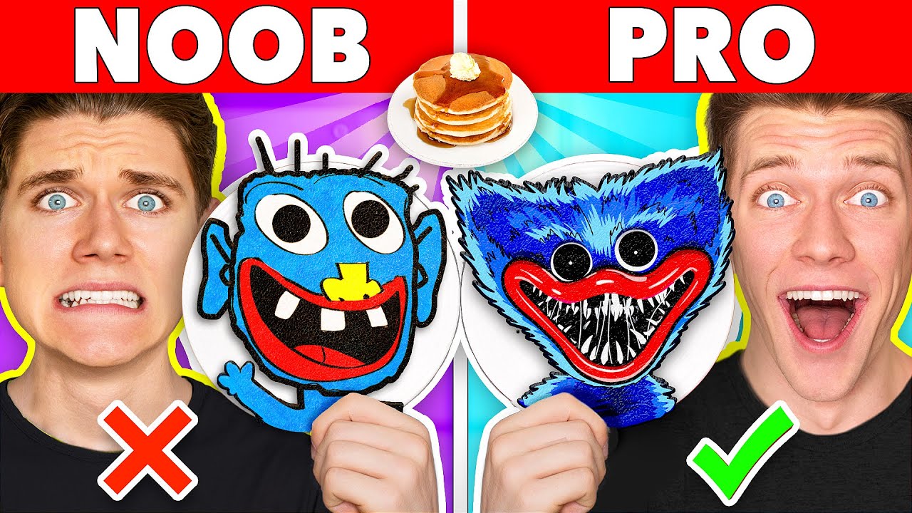 Minecraft NOOB vs PRO: Pancake Art Challenge! How To Make Rainbow Friends vs Roblox Security Build